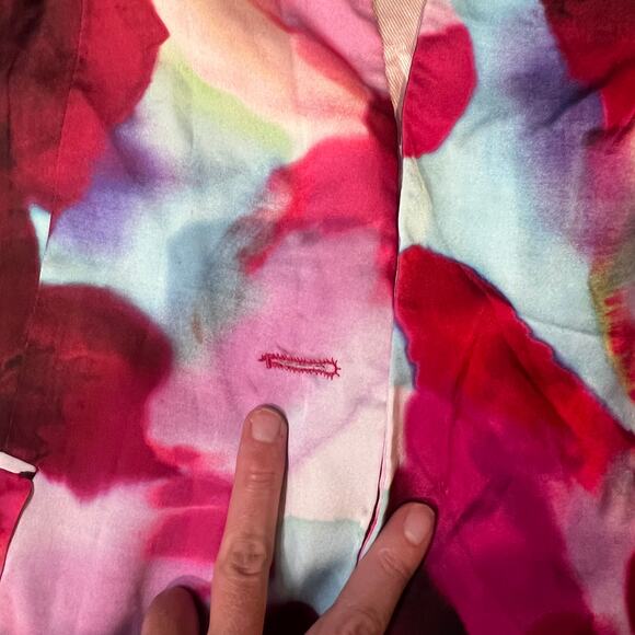 ZARA Women's Lapelles Tied Belt Jacket Printed Satin Blazer Size L - Picture 8 of 11